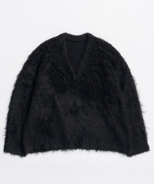 MAISON SPECIAL（メゾンスペシャル）の「Long Shaggy V-neck Knit / ロングシャギーVネックニット（ニット/セーター・レディース・ブラック/グレー/ブルー/オレンジ・FREE）」の12枚目の写真