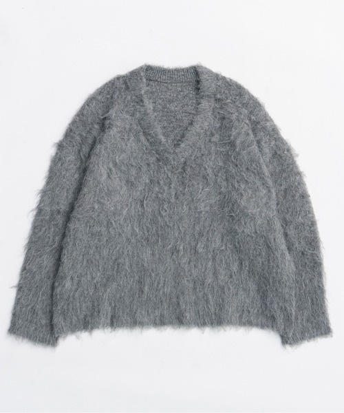 MAISON SPECIAL（メゾンスペシャル）の「Long Shaggy V-neck Knit / ロングシャギーVネックニット（ニット/セーター・レディース・ブラック/グレー/ブルー/オレンジ・FREE）」の13枚目の写真