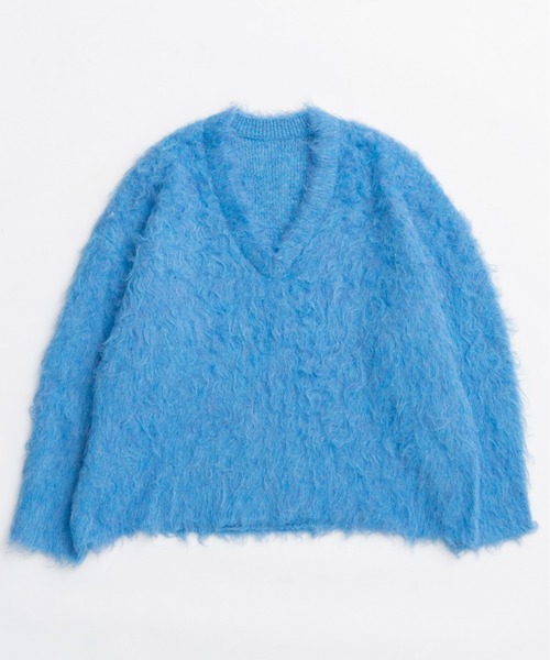 MAISON SPECIAL（メゾンスペシャル）の「Long Shaggy V-neck Knit / ロングシャギーVネックニット（ニット/セーター・レディース・ブラック/グレー/ブルー/オレンジ・FREE）」の15枚目の写真
