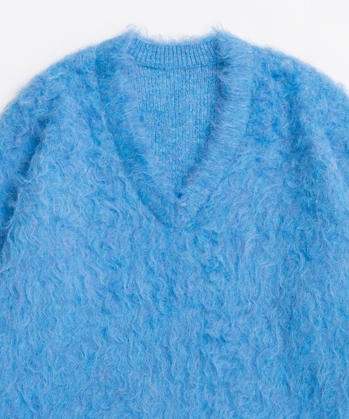 MAISON SPECIAL（メゾンスペシャル）の「Long Shaggy V-neck Knit / ロングシャギーVネックニット（ニット/セーター・レディース・ブラック/グレー/ブルー/オレンジ・FREE）」の17枚目の写真