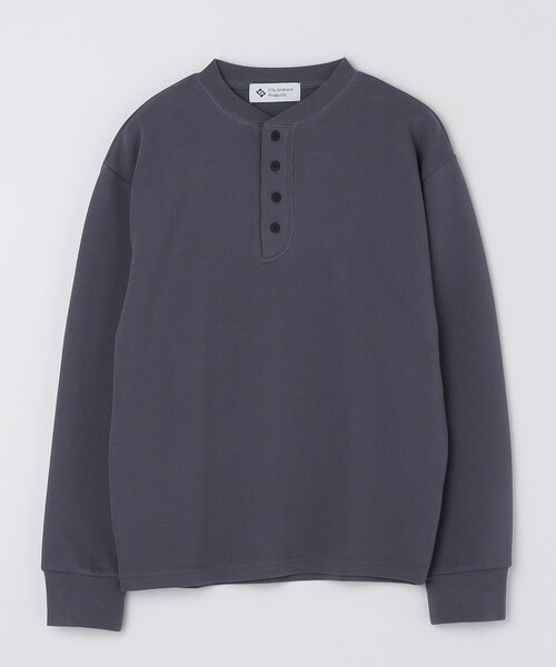 City Ambient Products(シティアンビエントプロダクツ)の「City Ambient Products: ダブルフェイス カノコ ヘンリーネック カットソー(Tシャツ/カットソー・メンズ・ブラック/ライトグレー/コバルトブルー・SMALL/LARGE/MEDIUM)」の1枚目の写真