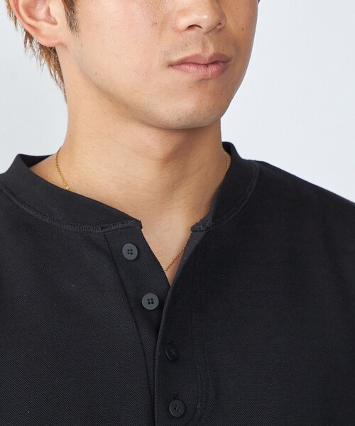 City Ambient Products(シティアンビエントプロダクツ)の「City Ambient Products: ダブルフェイス カノコ ヘンリーネック カットソー(Tシャツ/カットソー・メンズ・ブラック/ライトグレー/コバルトブルー・SMALL/LARGE/MEDIUM)」の7枚目の写真