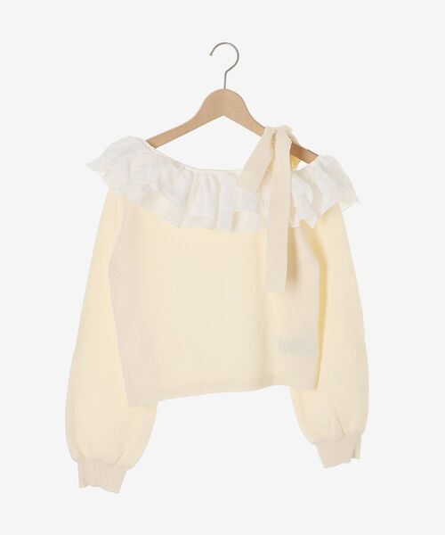 MAJESTIC LEGON(マジェスティックレゴン)の「フリルワンショル肩リボンニット(ニット/セーター・レディース・ピンク/グレー/アイボリー/ブラック・MEDIUM)」の13枚目の写真