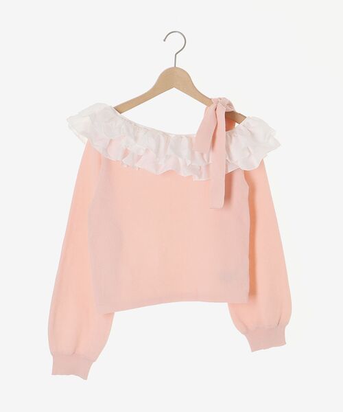 MAJESTIC LEGON(マジェスティックレゴン)の「フリルワンショル肩リボンニット(ニット/セーター・レディース・ピンク/グレー/アイボリー/ブラック・MEDIUM)」の11枚目の写真