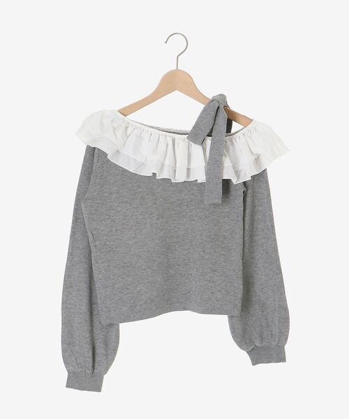 MAJESTIC LEGON(マジェスティックレゴン)の「フリルワンショル肩リボンニット(ニット/セーター・レディース・ピンク/グレー/アイボリー/ブラック・MEDIUM)」の15枚目の写真