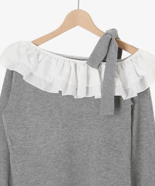 MAJESTIC LEGON(マジェスティックレゴン)の「フリルワンショル肩リボンニット(ニット/セーター・レディース・ピンク/グレー/アイボリー/ブラック・MEDIUM)」の12枚目の写真