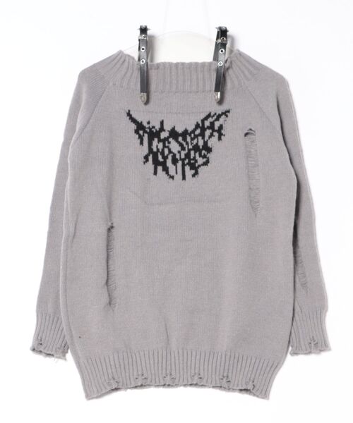 セール】ショルダーベルトオフショルダメージニット（ニット/セーター