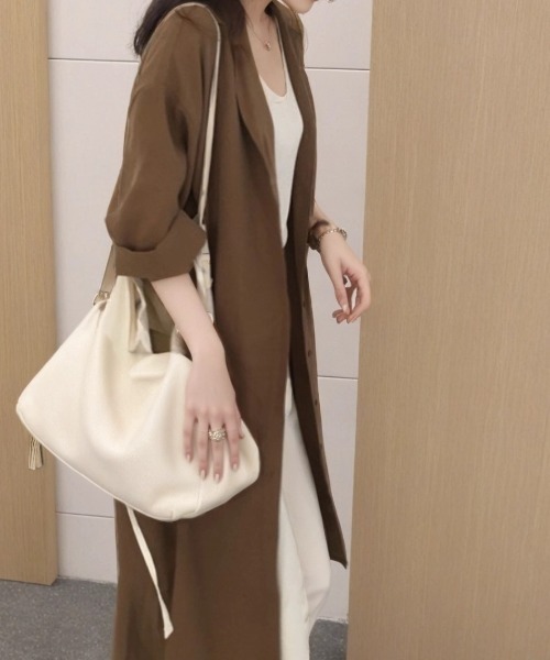cammie(キャミー)の「リボンベルト付きシャツワンピース(シャツワンピース・レディース・ブラウン/ネイビー・M/L)」の3枚目の写真