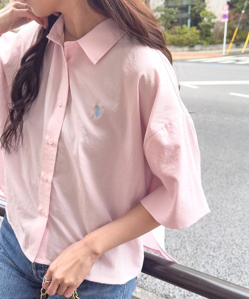 U.S. POLO ASSN.(ユーエスポロアッスン)の「【U.S. POLO ASSN.】ワンポイント刺繍 クールエア 半袖シャツ(シャツ/ブラウス・メンズ・ネイビー/サックスブルー/ホワイト/ピンク・M/L)」の4枚目の写真