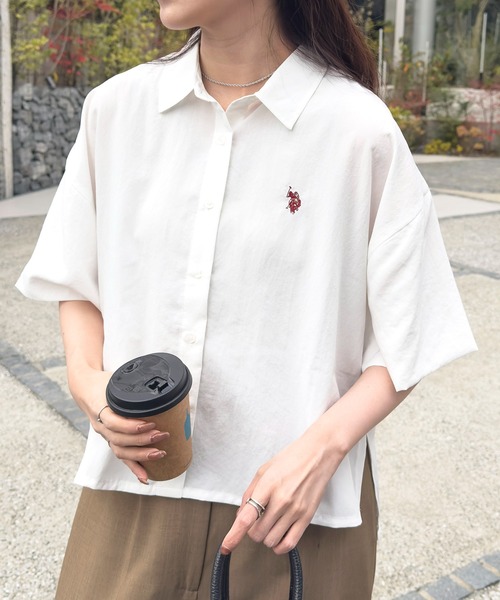 U.S. POLO ASSN.(ユーエスポロアッスン)の「【U.S. POLO ASSN.】ワンポイント刺繍 クールエア 半袖シャツ(シャツ/ブラウス・メンズ・ネイビー/サックスブルー/ホワイト/ピンク・M/L)」の7枚目の写真