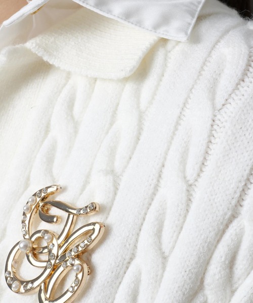 JUSGLITTY（ジャスグリッティー）の「レイヤードケーブルミニワンピース（ワンピース・レディース・グレー/ホワイト/キャメル/ネイビー・1/2）」の10枚目の写真