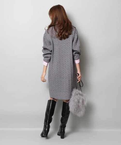 JUSGLITTY（ジャスグリッティー）の「レイヤードケーブルミニワンピース（ワンピース・レディース・グレー/ホワイト/キャメル/ネイビー・1/2）」の11枚目の写真