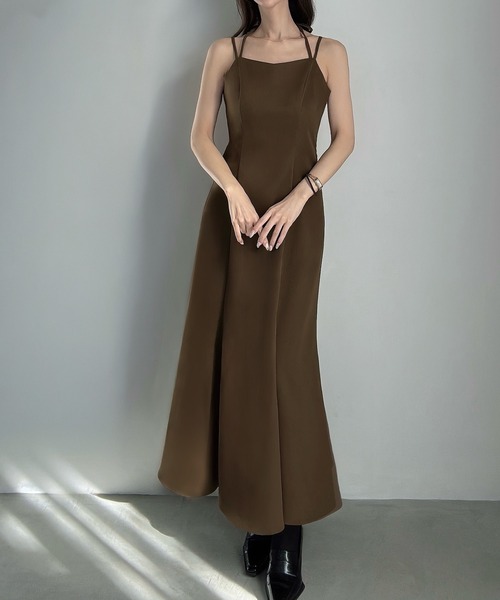 Meiru(メイル)の「ショートニット+マーメイドキャミワンピースset(薄手、裏地なし)(ワンピース・レディース・ブラウン/ブラック/チャコール・LARGE/MEDIUM/SMALL)」の12枚目の写真