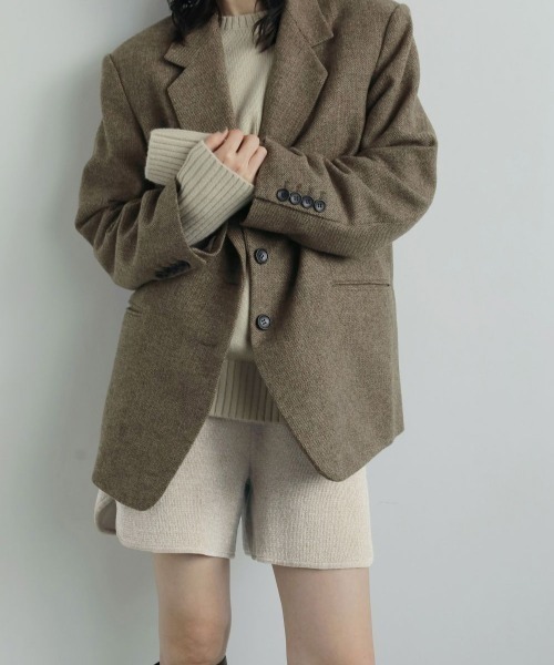 anuke/アンヌーク] ヘリンボーン ウール ジャケット（テーラード