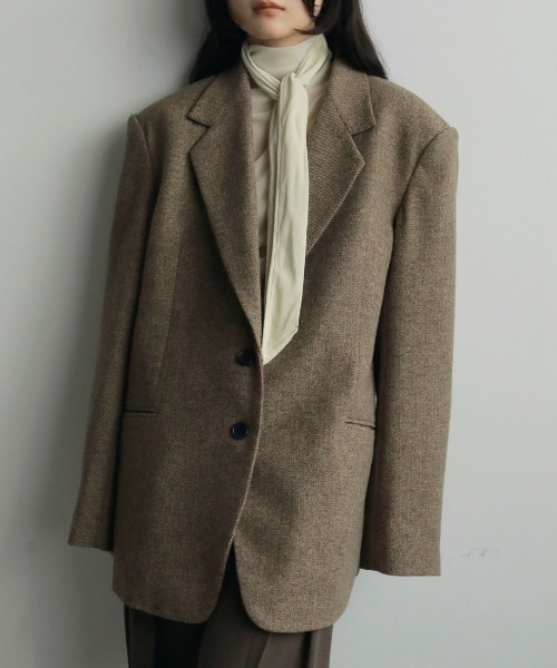 anuke/アンヌーク] ヘリンボーン ウール ジャケット（テーラード