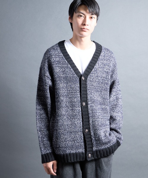 Magine(マージン)の「【SELECT】PF:AC MIX COLOR KNIT CARDIGAN/ミックカラー クルーネックニットカーディガン(カーディガン/ボレロ・メンズ・オレンジ/ネイビー・2/1)」の6枚目の写真