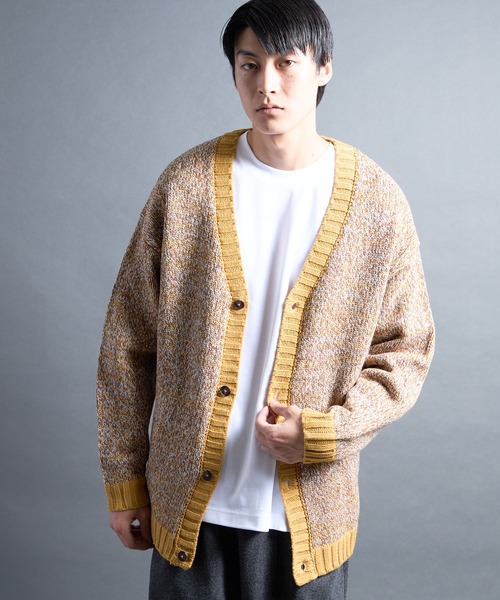 Magine(マージン)の「【SELECT】PF:AC MIX COLOR KNIT CARDIGAN/ミックカラー クルーネックニットカーディガン(カーディガン/ボレロ・メンズ・オレンジ/ネイビー・2/1)」の7枚目の写真
