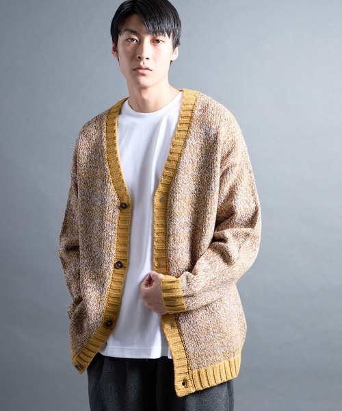 Magine(マージン)の「【SELECT】PF:AC MIX COLOR KNIT CARDIGAN/ミックカラー クルーネックニットカーディガン(カーディガン/ボレロ・メンズ・オレンジ/ネイビー・2/1)」の8枚目の写真