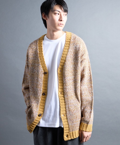 Magine(マージン)の「【SELECT】PF:AC MIX COLOR KNIT CARDIGAN/ミックカラー クルーネックニットカーディガン(カーディガン/ボレロ・メンズ・オレンジ/ネイビー・2/1)」の9枚目の写真
