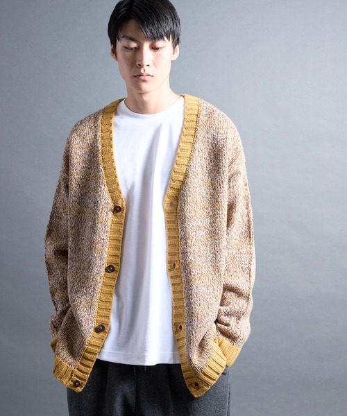Magine(マージン)の「【SELECT】PF:AC MIX COLOR KNIT CARDIGAN/ミックカラー クルーネックニットカーディガン(カーディガン/ボレロ・メンズ・オレンジ/ネイビー・2/1)」の10枚目の写真