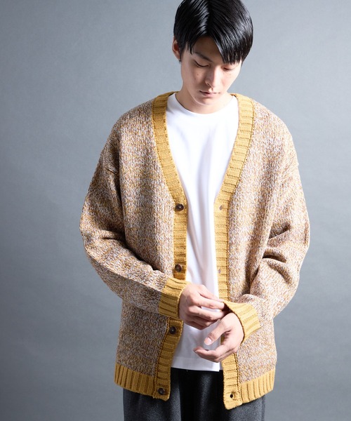 Magine(マージン)の「【SELECT】PF:AC MIX COLOR KNIT CARDIGAN/ミックカラー クルーネックニットカーディガン(カーディガン/ボレロ・メンズ・オレンジ/ネイビー・2/1)」の14枚目の写真