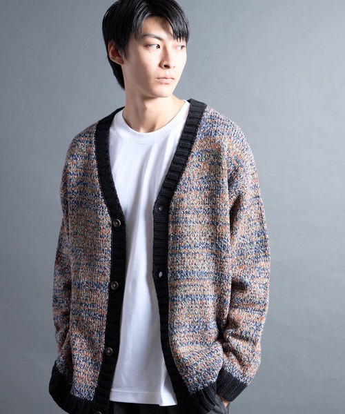 Magine(マージン)の「【SELECT】PF:AC MIX COLOR KNIT CARDIGAN/ミックカラー クルーネックニットカーディガン(カーディガン/ボレロ・メンズ・オレンジ/ネイビー・2/1)」の16枚目の写真