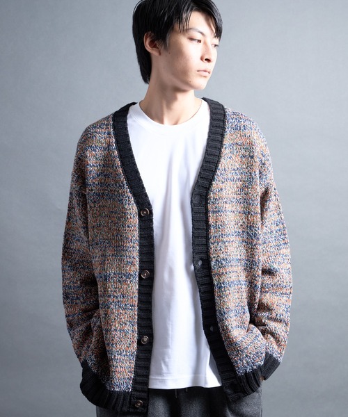 Magine(マージン)の「【SELECT】PF:AC MIX COLOR KNIT CARDIGAN/ミックカラー クルーネックニットカーディガン(カーディガン/ボレロ・メンズ・オレンジ/ネイビー・2/1)」の17枚目の写真