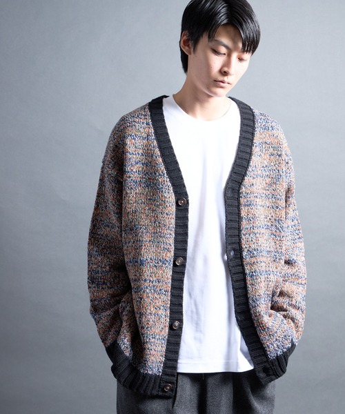 Magine(マージン)の「【SELECT】PF:AC MIX COLOR KNIT CARDIGAN/ミックカラー クルーネックニットカーディガン(カーディガン/ボレロ・メンズ・オレンジ/ネイビー・2/1)」の18枚目の写真