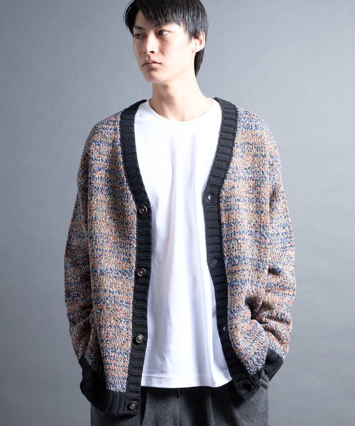 Magine(マージン)の「【SELECT】PF:AC MIX COLOR KNIT CARDIGAN/ミックカラー クルーネックニットカーディガン(カーディガン/ボレロ・メンズ・オレンジ/ネイビー・2/1)」の21枚目の写真