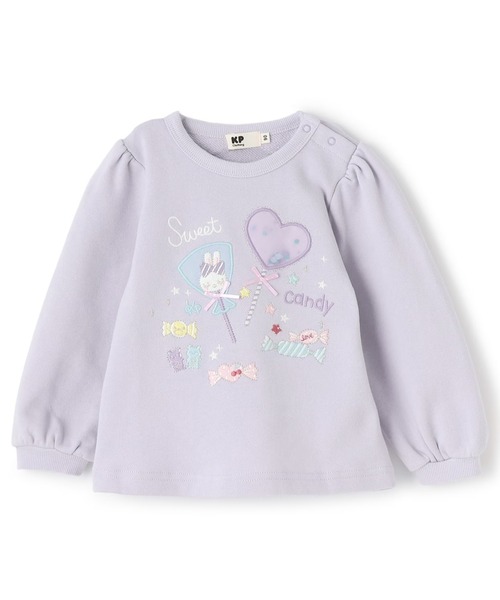 KP（ケーピー）の「キャンディ刺しゅう トレーナー 【吸湿発熱】（スウェット・キッズ・ラベンダー/ミント・80ｃｍ/90cm/100cm/120cm/130cm/140cm/110cm）」の2枚目の写真