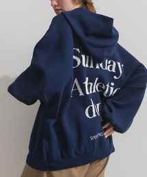 enhaut（アンオート）の「ジャカード編みニット スウェットライク バックロゴ オーバーサイズ パーカー Sunday（ニット/セーター・レディース）」