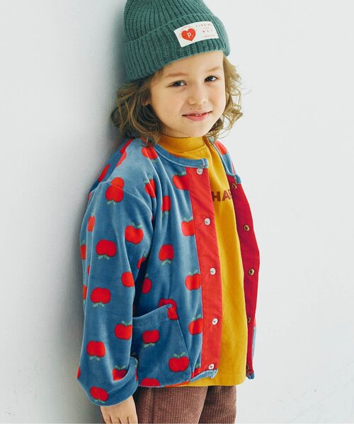 p.premier(ピードットプルミエ)の「【ジュニア対応】ベロアタッチのメルティ起毛フリーススナップカーディガン(カーディガン/ボレロ・キッズ・その他2/ネイビー/ブラック/ブルー/ブラウン/レッド・80/90/100/110/120/130/140)」の4枚目の写真