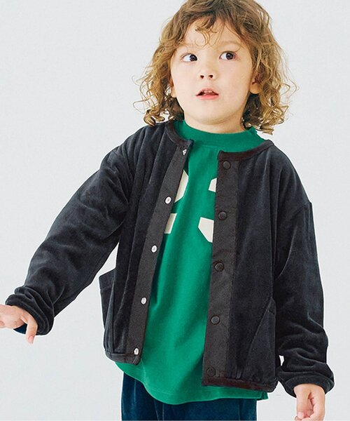 p.premier(ピードットプルミエ)の「【ジュニア対応】ベロアタッチのメルティ起毛フリーススナップカーディガン(カーディガン/ボレロ・キッズ・その他2/ネイビー/ブラック/ブルー/ブラウン/レッド・80/90/100/110/120/130/140)」の2枚目の写真