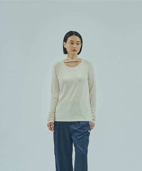 ROSE BUD(ローズバッド)の「CHORKER RIB TOP(Tシャツ/カットソー・レディース・ブルー/オフホワイト/ブラック・ONE SIZE)」の20枚目の写真