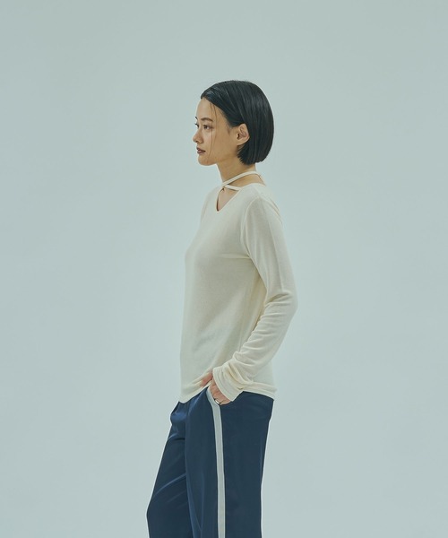 ROSE BUD(ローズバッド)の「CHORKER RIB TOP(Tシャツ/カットソー・レディース・ブルー/オフホワイト/ブラック・ONE SIZE)」の19枚目の写真