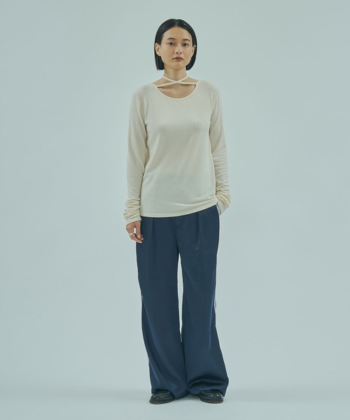 ROSE BUD(ローズバッド)の「CHORKER RIB TOP(Tシャツ/カットソー・レディース・ブルー/オフホワイト/ブラック・ONE SIZE)」の17枚目の写真