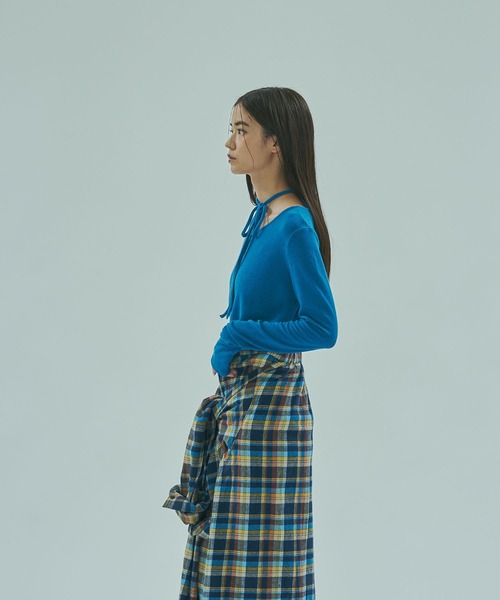 ROSE BUD(ローズバッド)の「CHORKER RIB TOP(Tシャツ/カットソー・レディース・ブルー/オフホワイト/ブラック・ONE SIZE)」の8枚目の写真
