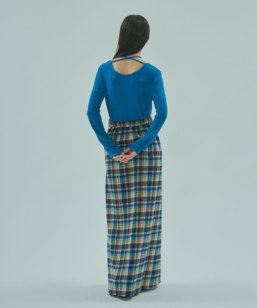 ROSE BUD(ローズバッド)の「CHORKER RIB TOP(Tシャツ/カットソー・レディース・ブルー/オフホワイト/ブラック・ONE SIZE)」の4枚目の写真