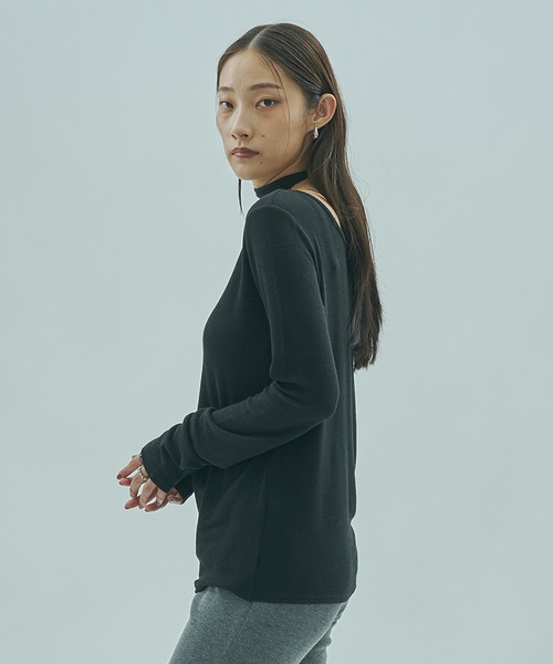 ROSE BUD(ローズバッド)の「CHORKER RIB TOP(Tシャツ/カットソー・レディース・ブルー/オフホワイト/ブラック・ONE SIZE)」の13枚目の写真