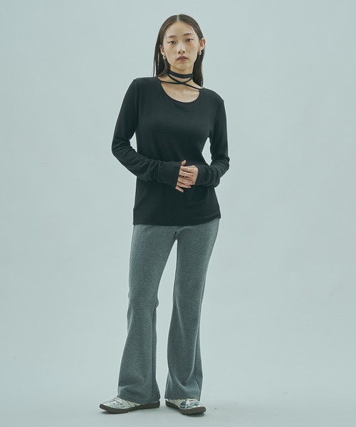 ROSE BUD(ローズバッド)の「CHORKER RIB TOP(Tシャツ/カットソー・レディース・ブルー/オフホワイト/ブラック・ONE SIZE)」の11枚目の写真