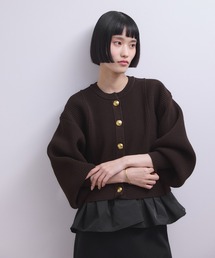 ADAM ET ROPE' | 【WEB限定】ペプラムコンビニットカーディガン(カーディガン/ボレロ)