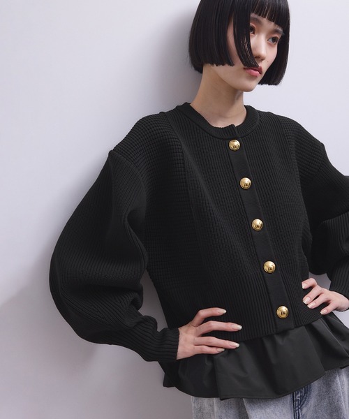 WEB限定】ペプラムコンビニットカーディガン（カーディガン/ボレロ