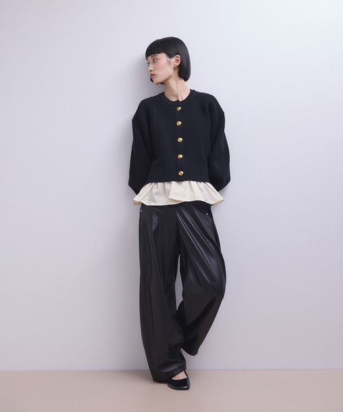 ADAM ET ROPE'（アダムエロペ）の「【WEB限定】ペプラムコンビニットカーディガン（カーディガン/ボレロ・レディース・ブラック/ブルー系その他2/ダークブラウン・FREE）」の6枚目の写真