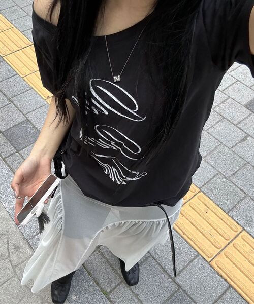 CRANK(クランク)の「レースストリングオフショルダートップス_ブラック(Tシャツ/カットソー・レディース・その他・FREE)」の7枚目の写真