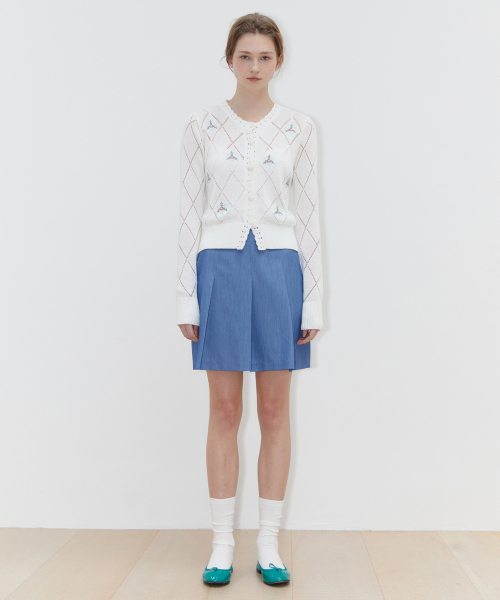 SINOON(シヌーン)の「RIBBON PLEATS SKIRT (BLUE)(スカート・レディース・ブルー・SMALL/MEDIUM)」の3枚目の写真