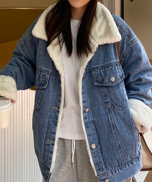 セール】ボアドッキングデニムジャケット（デニムジャケット