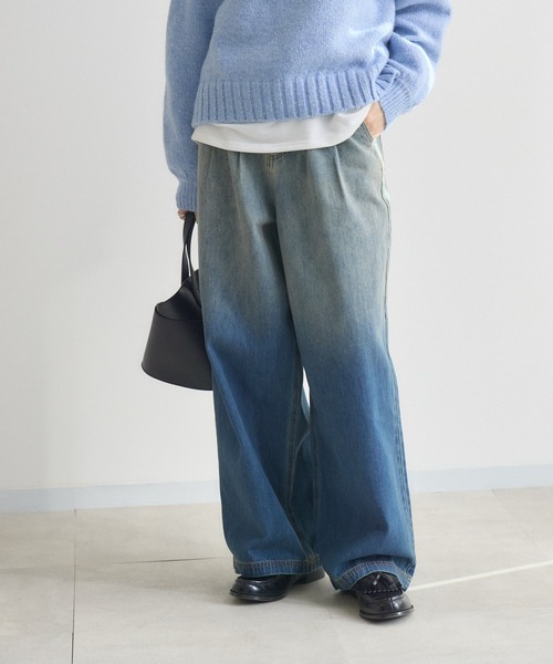 Paradise Picnic（パラダイスピクニック）の「CYAN　グラデーションデニムワイドパンツ（デニムパンツ・レディース・ブラック/ブルー・FREE）」の2枚目の写真