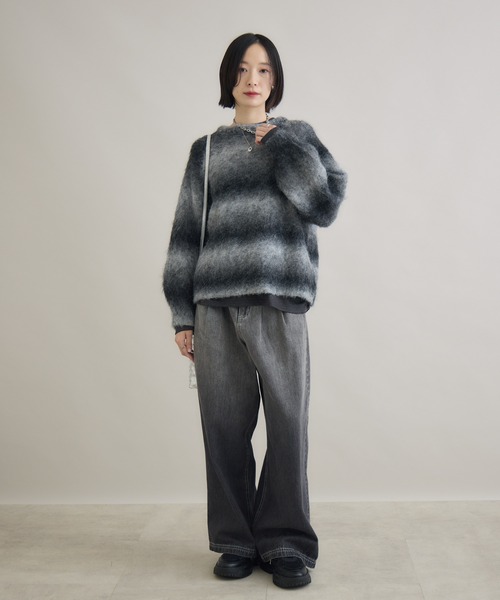 Paradise Picnic（パラダイスピクニック）の「CYAN　グラデーションデニムワイドパンツ（デニムパンツ・レディース・ブラック/ブルー・FREE）」の9枚目の写真