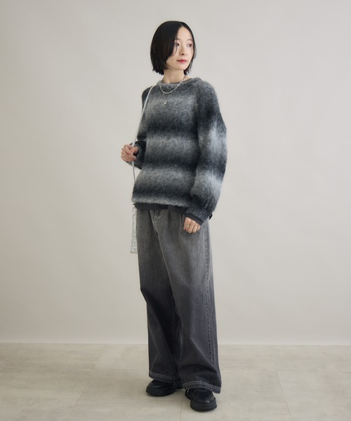 Paradise Picnic（パラダイスピクニック）の「CYAN　グラデーションデニムワイドパンツ（デニムパンツ・レディース・ブラック/ブルー・FREE）」の10枚目の写真