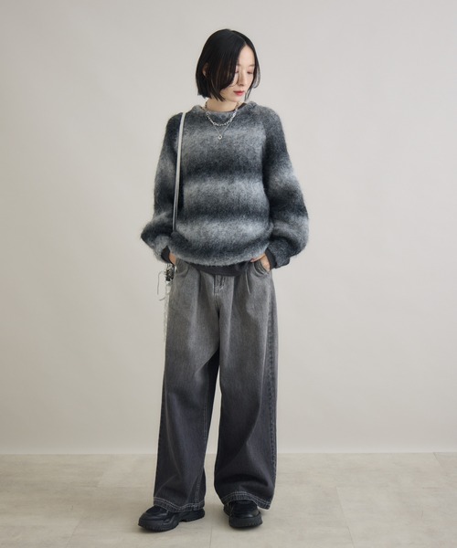 Paradise Picnic（パラダイスピクニック）の「CYAN　グラデーションデニムワイドパンツ（デニムパンツ・レディース・ブラック/ブルー・FREE）」の11枚目の写真